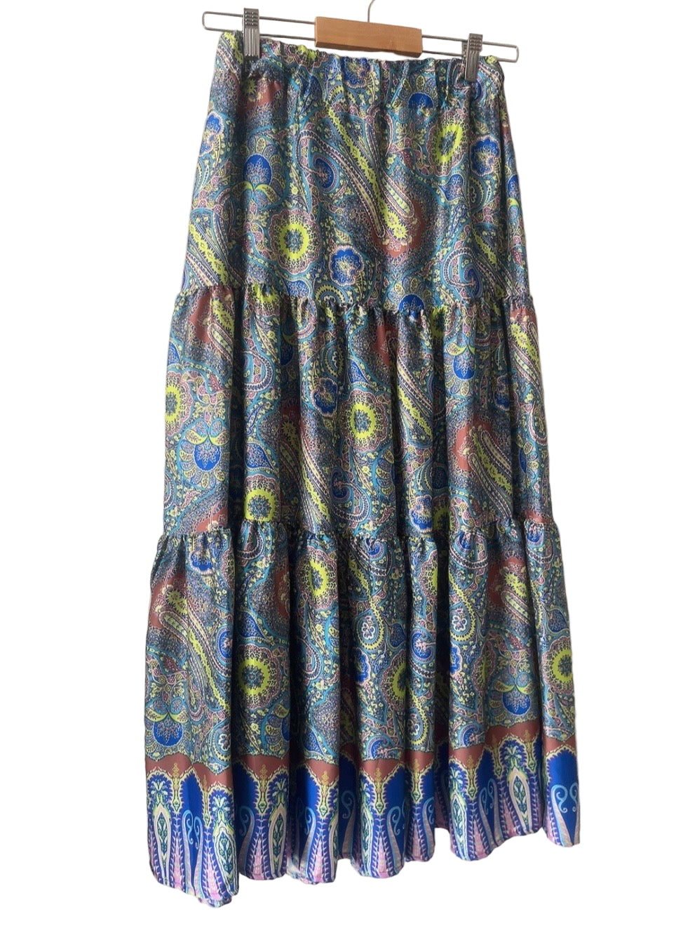 Italy made paisley long flare skirt