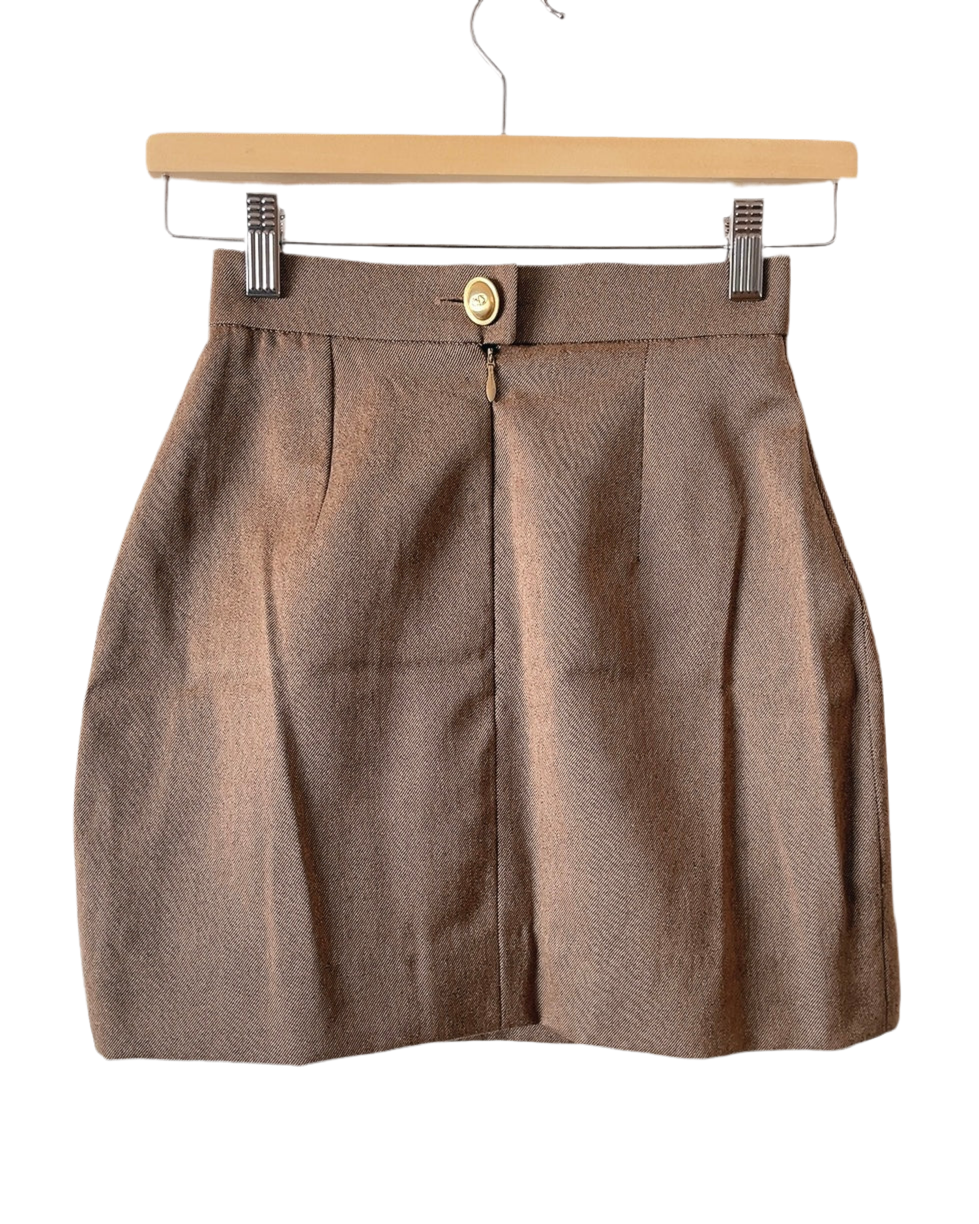 Christian Dior 80s vintage brown mini wool skirt