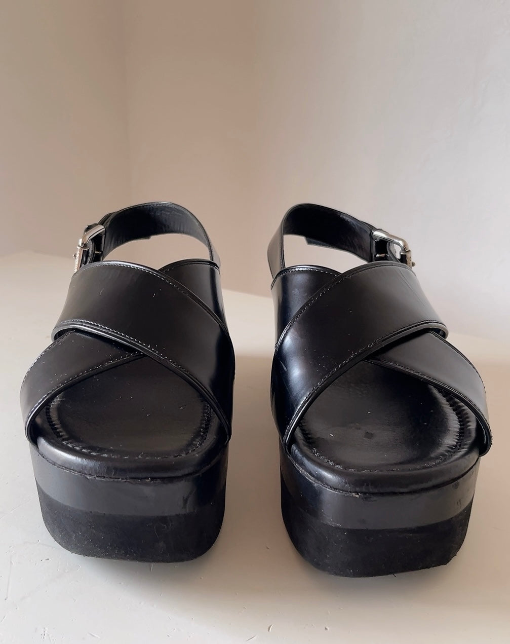 Max Mara black leather sandals