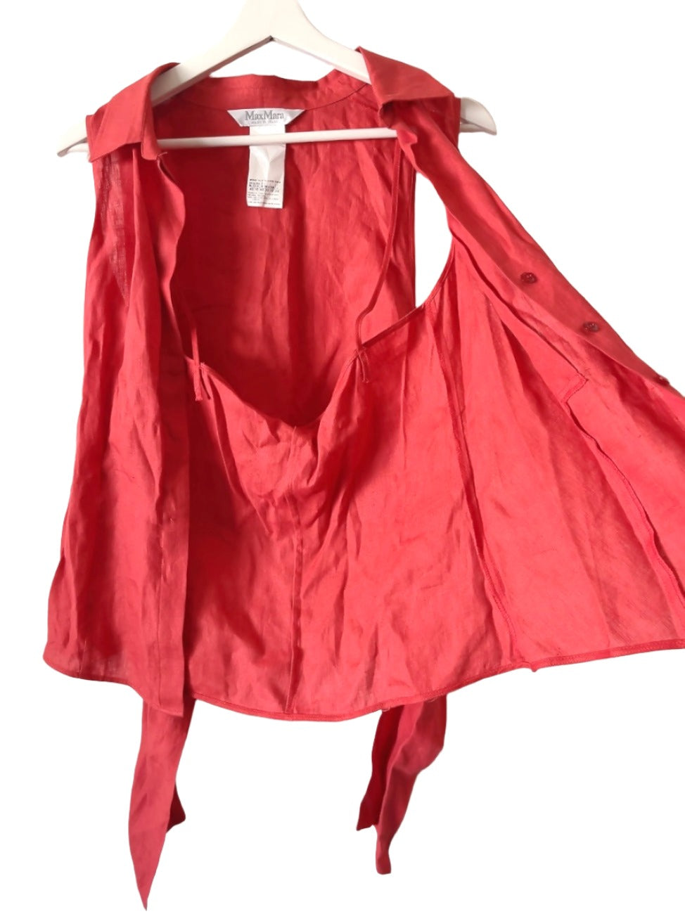 Max Mara vintage red linen sleeve less shirts tank top