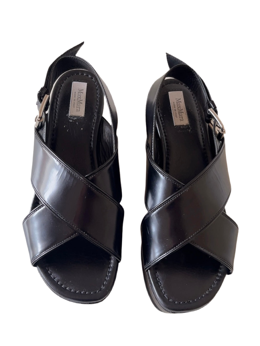 Max Mara black leather sandals