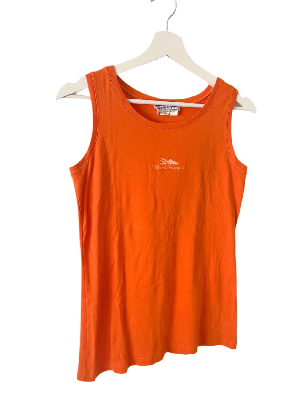 Salvatore Ferragamo shoe embroidery orange tank top