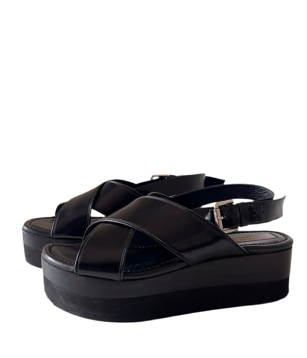 Max Mara black leather sandals