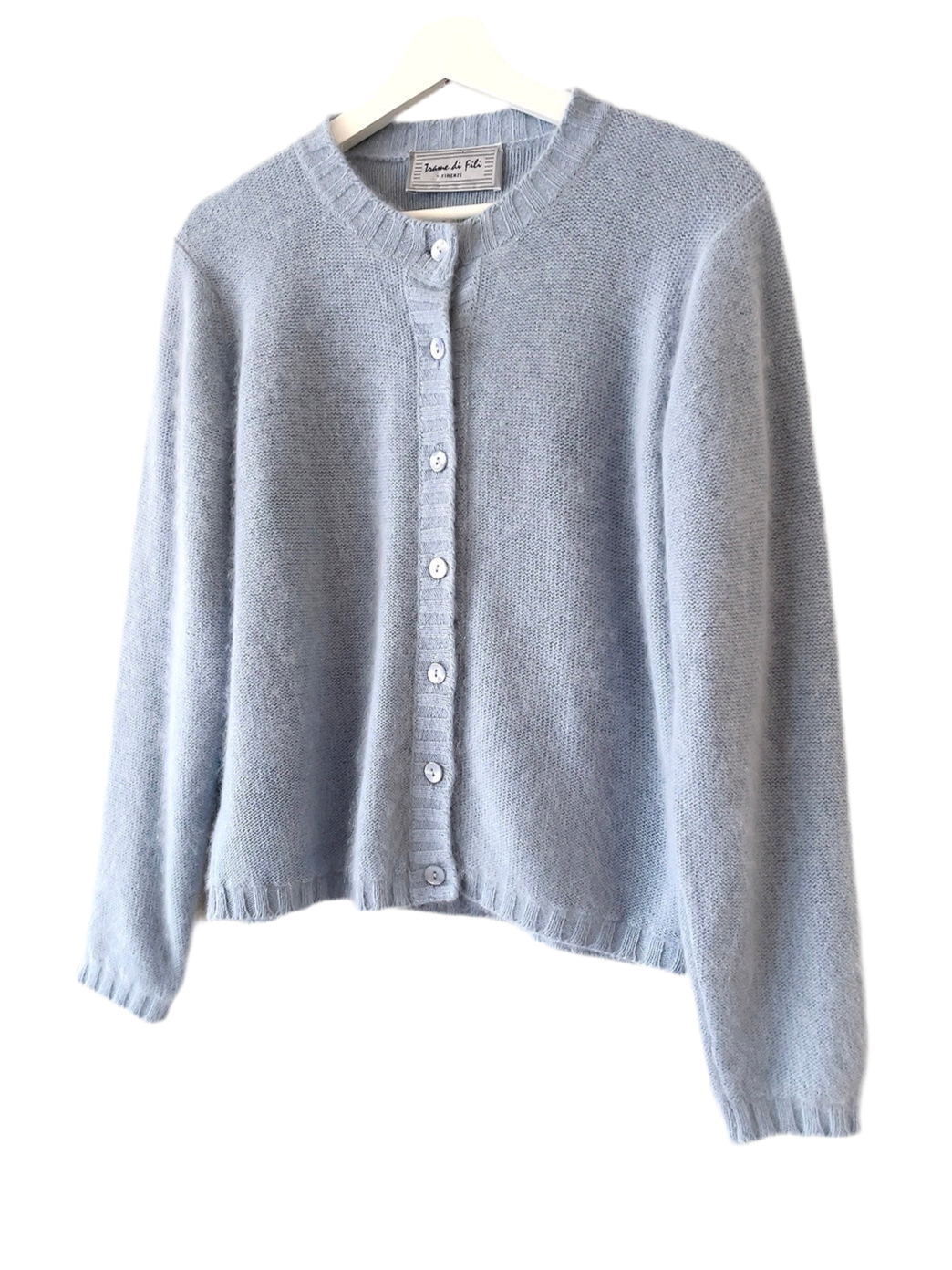 Italy made sky blue Angora mix cardigan