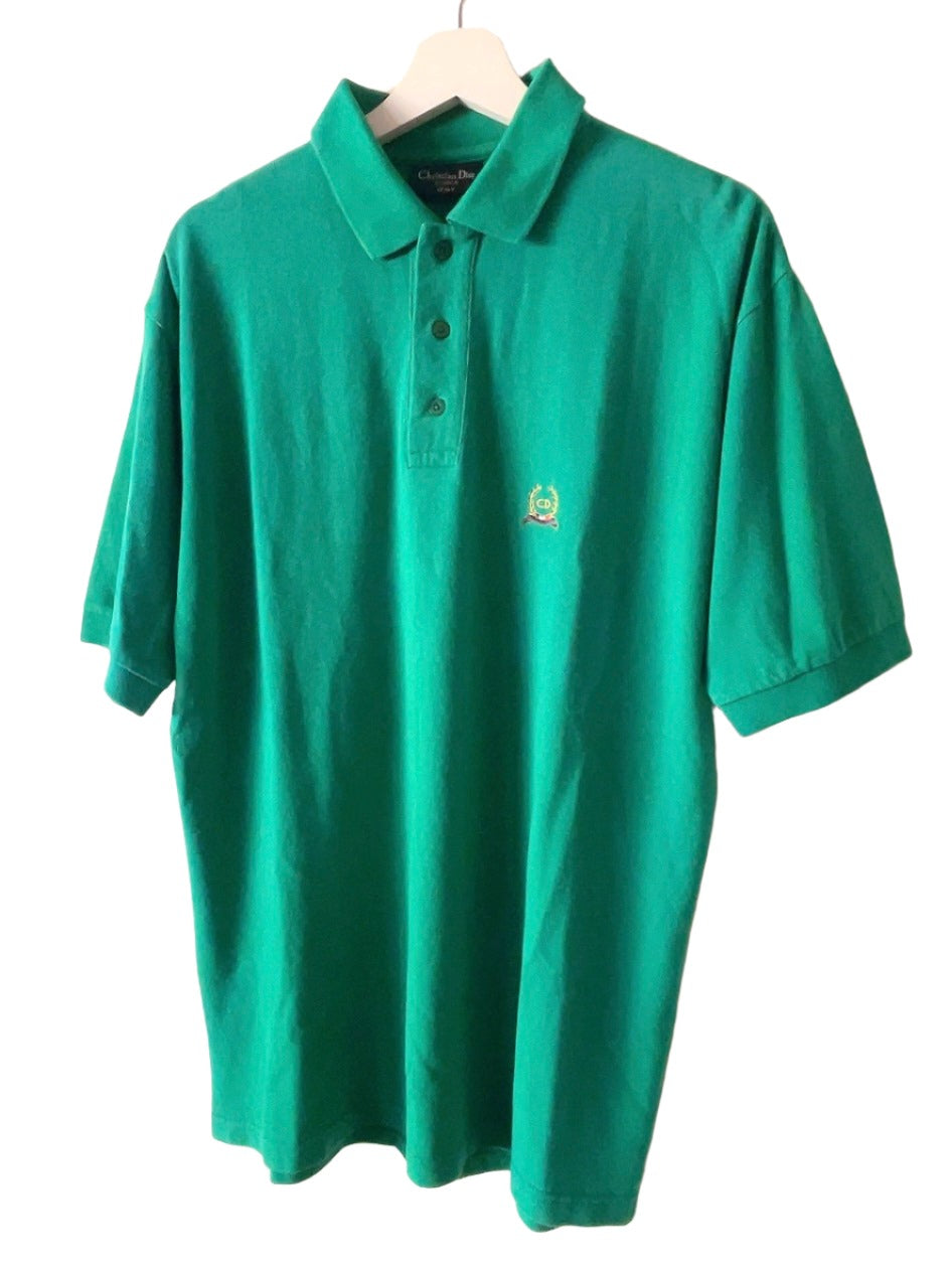 Christian Dior 80s vintage green polo shirt