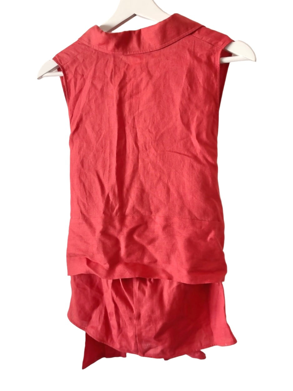 Max Mara vintage red linen sleeve less shirts tank top