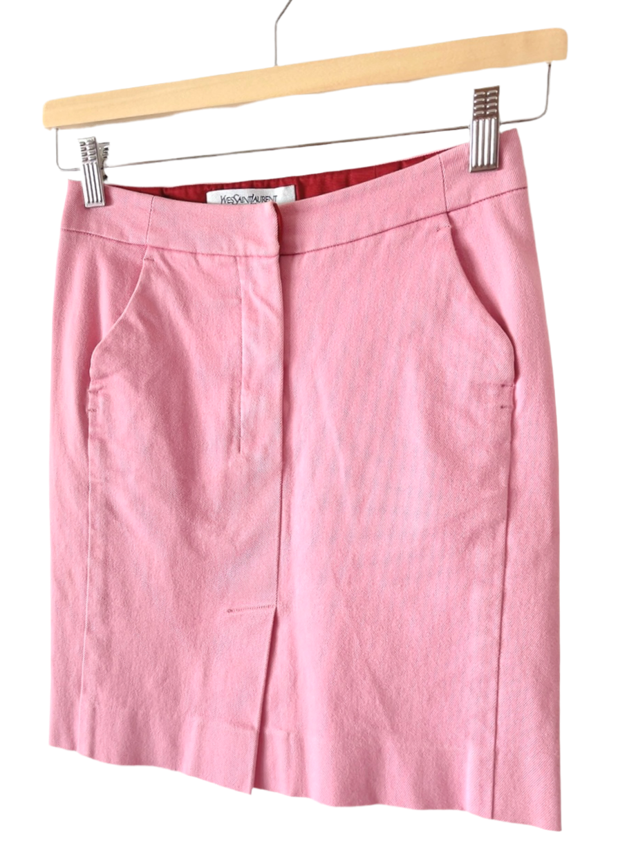 Yves Saint Laurent - rive gauche pink denim mini skirt