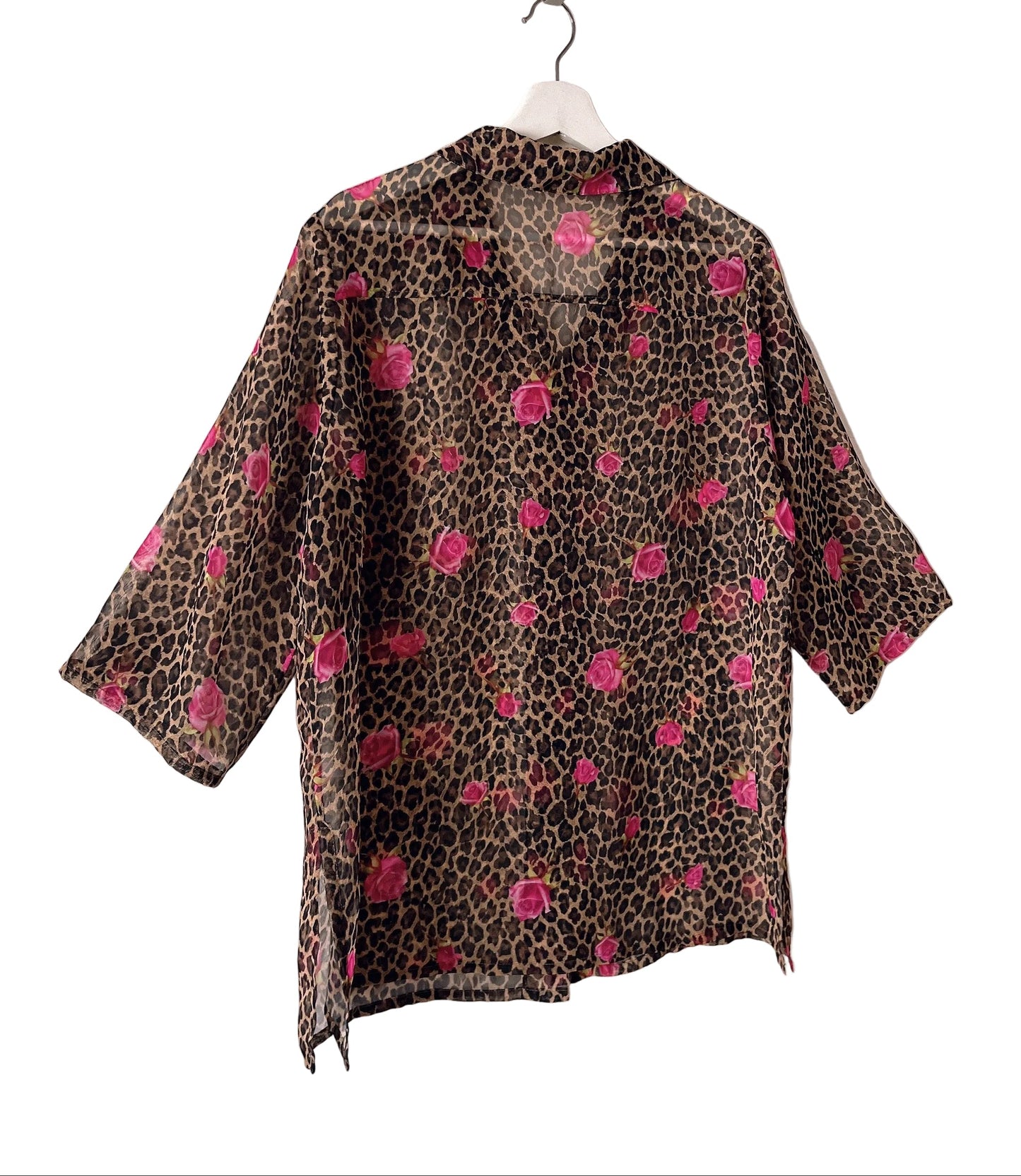 Italy made leopard × rose shirt