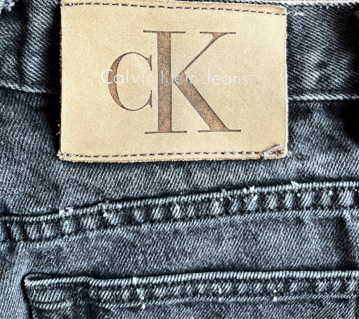 CK black denim shorts