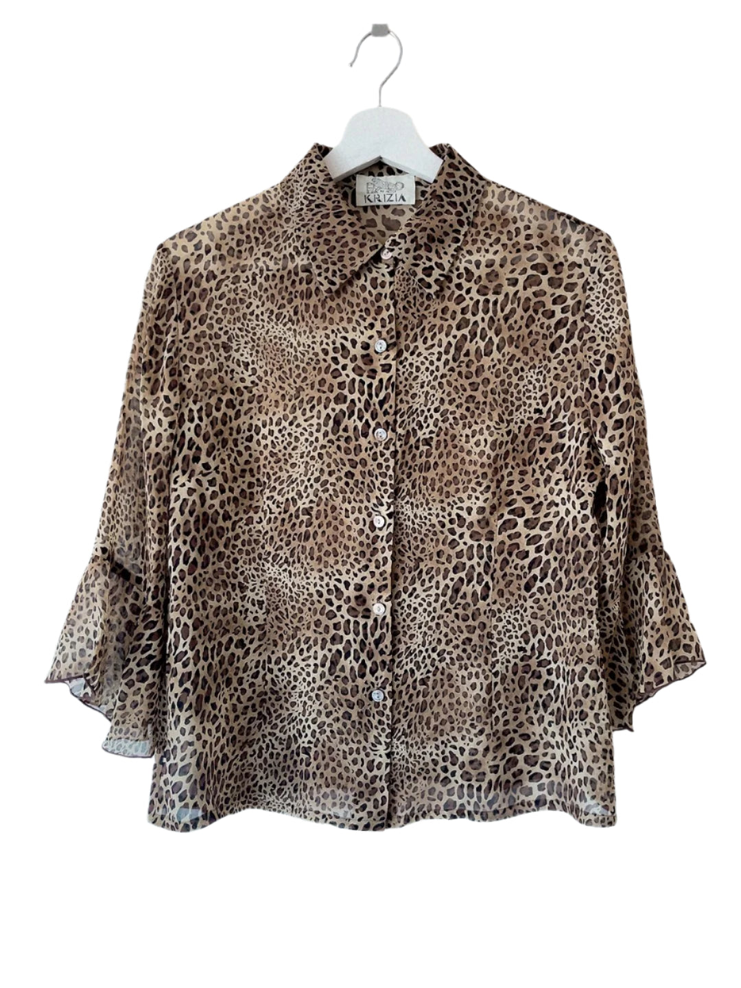 KRIZIA leopard see-though blouse