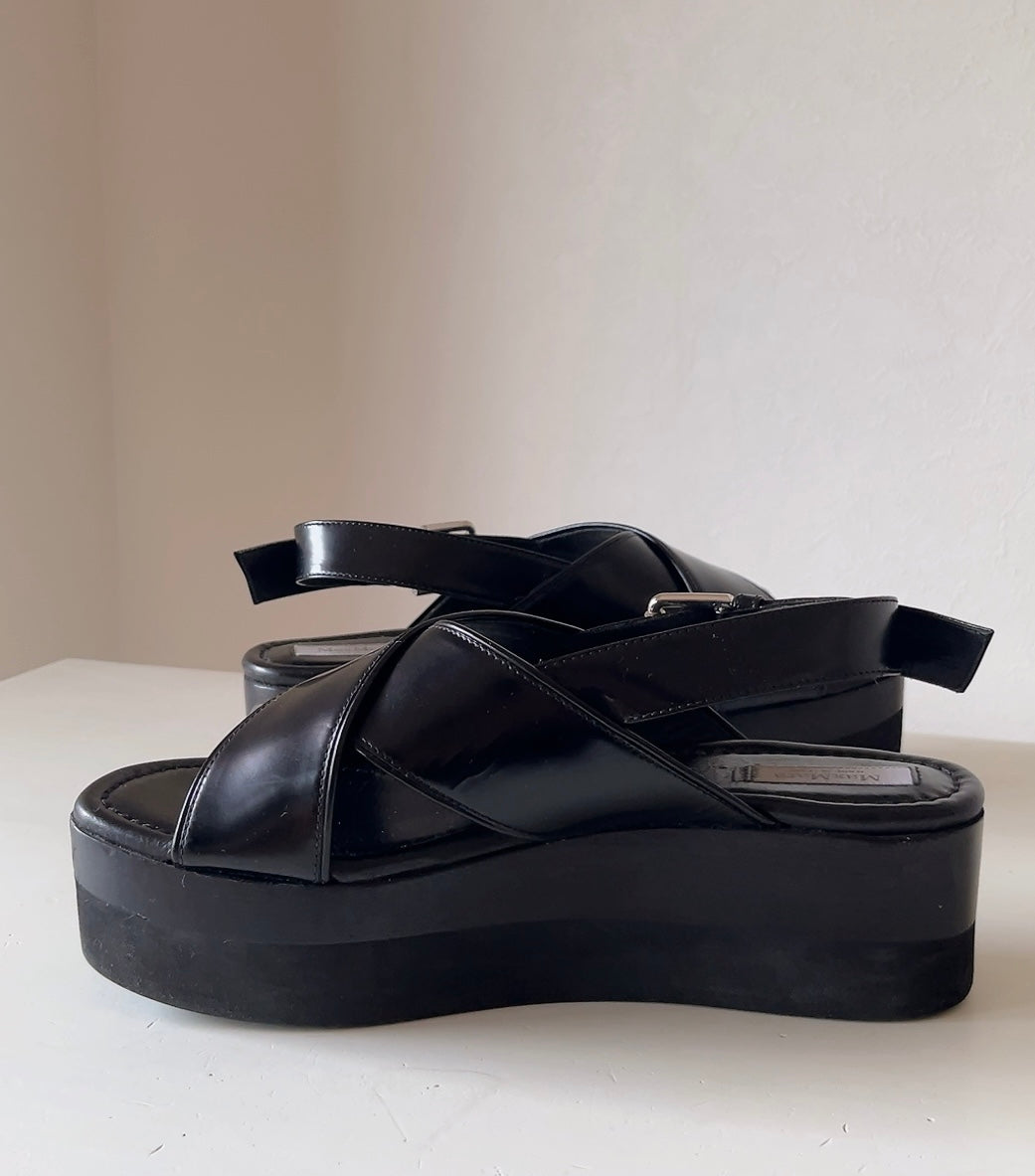 Max Mara black leather sandals