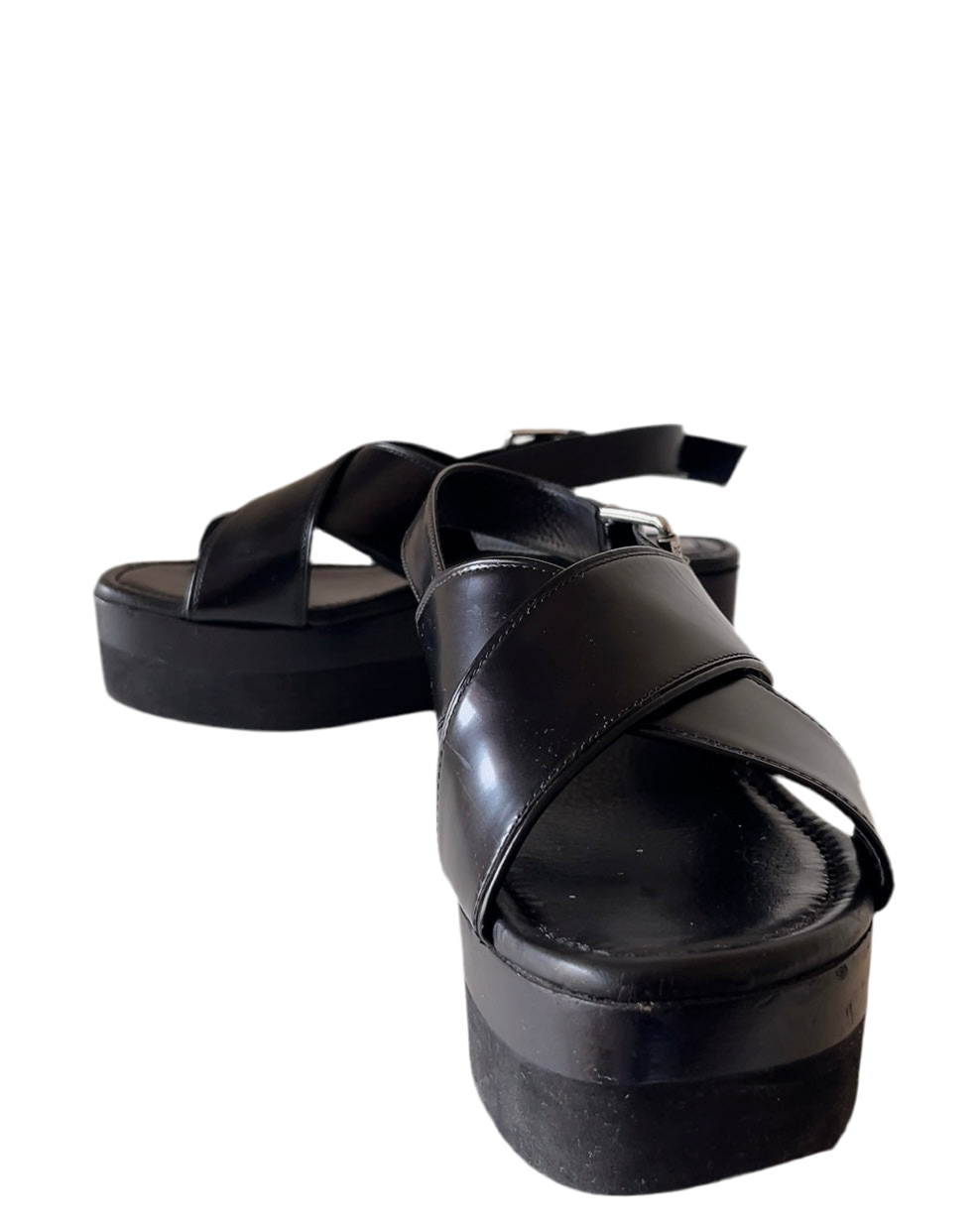 Max Mara black leather sandals