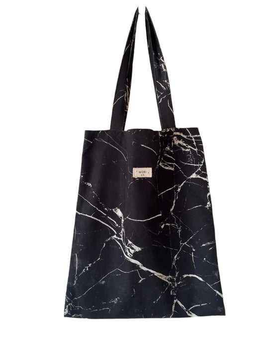Black & white marble design tote bag