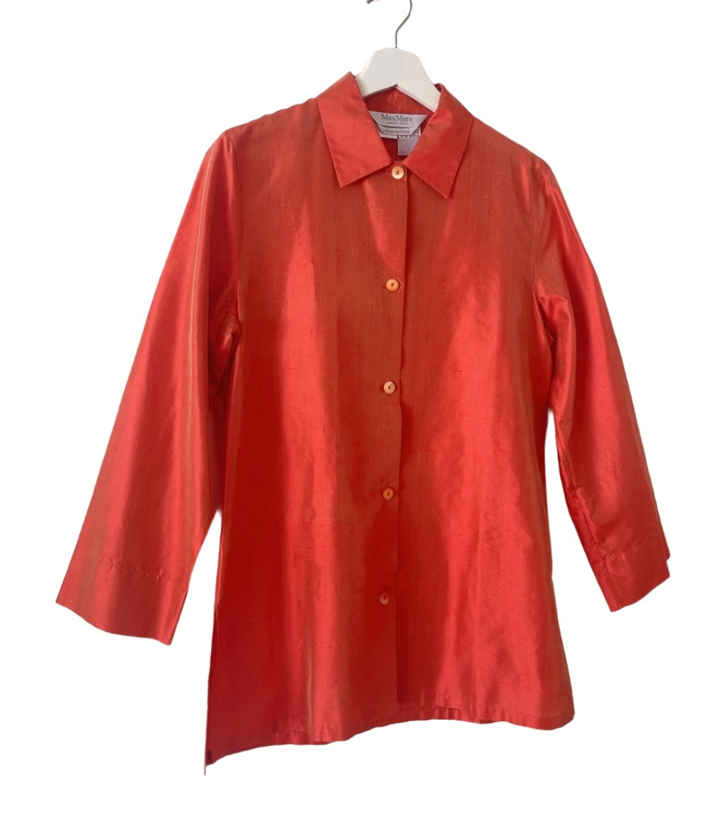 Max mara red silk shirts jacket