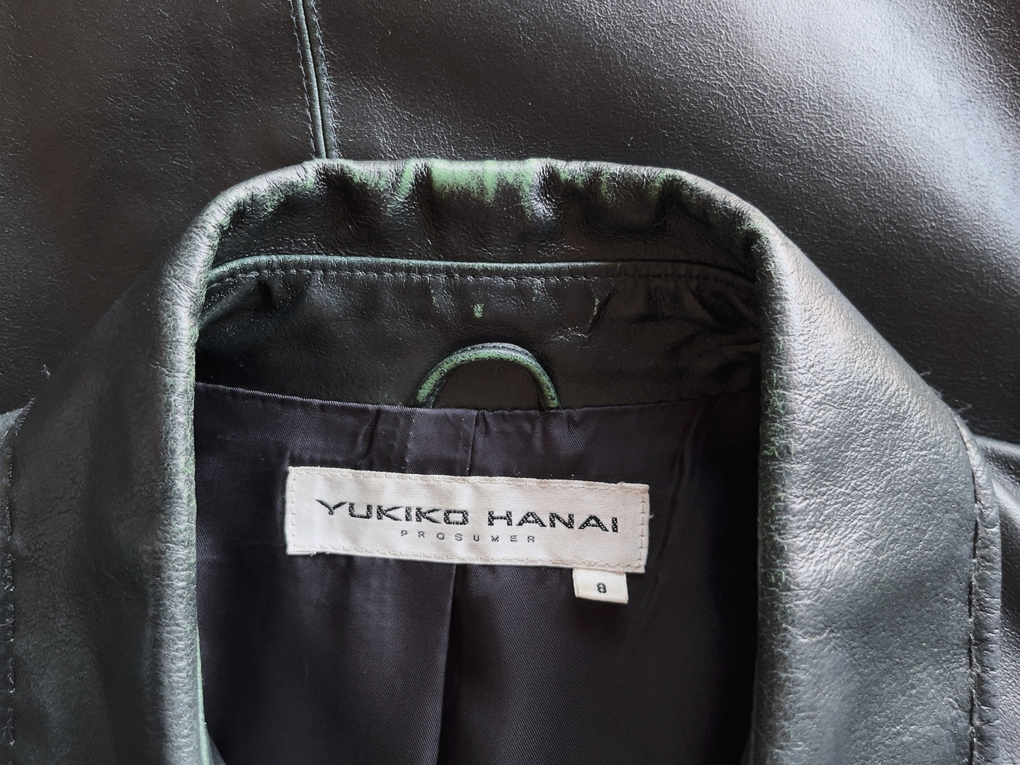 YOKIKO HANAI dark green leather jacket