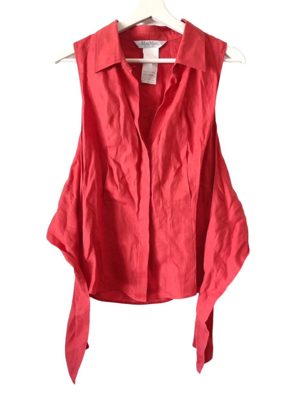 Max Mara vintage red linen sleeve less shirts tank top