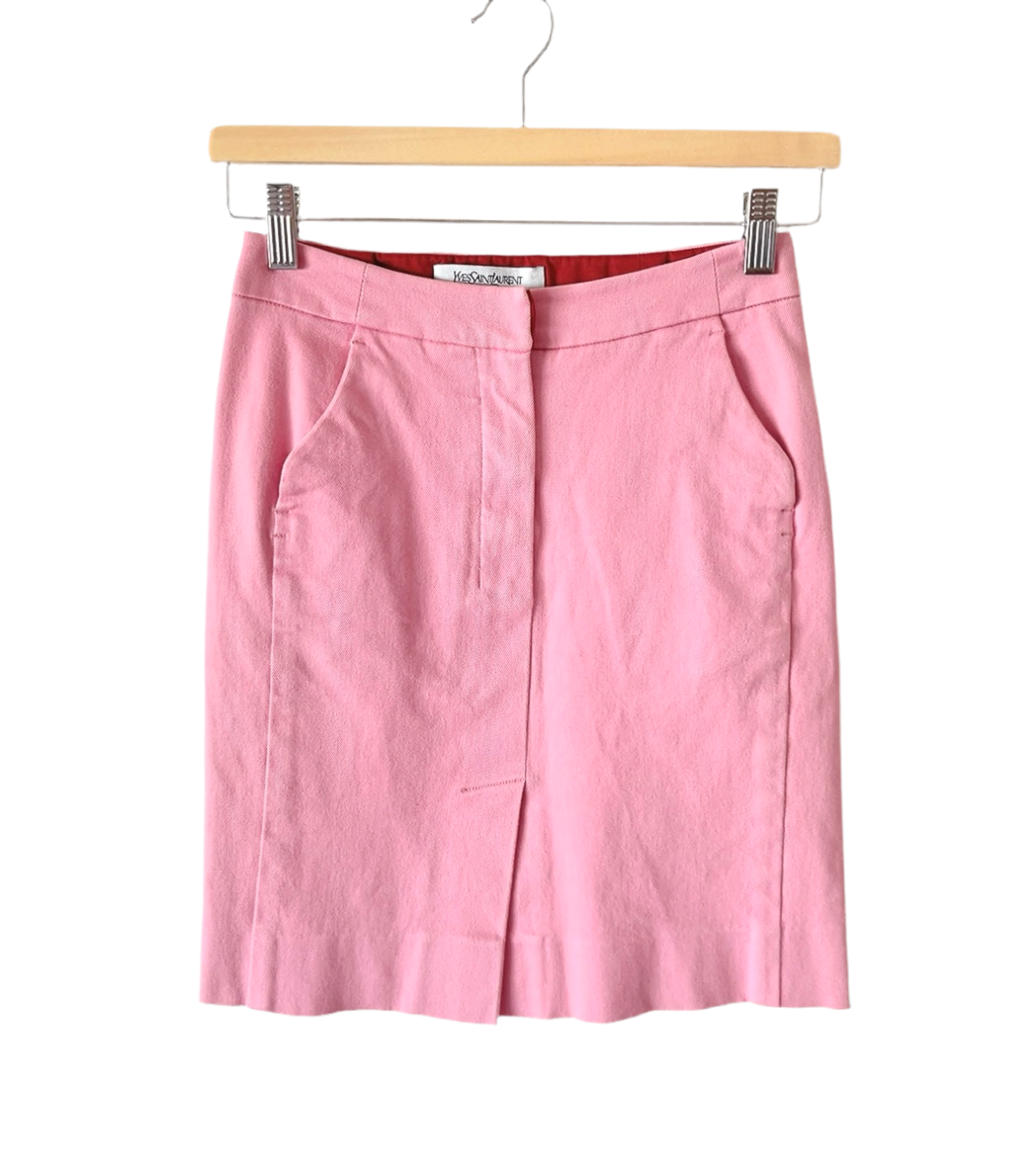 Yves Saint Laurent - rive gauche pink denim mini skirt