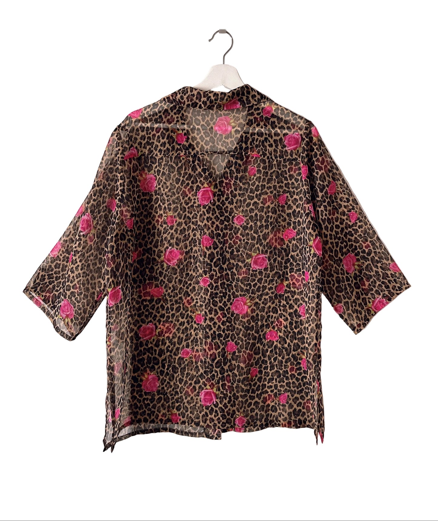 Italy made leopard × rose shirt