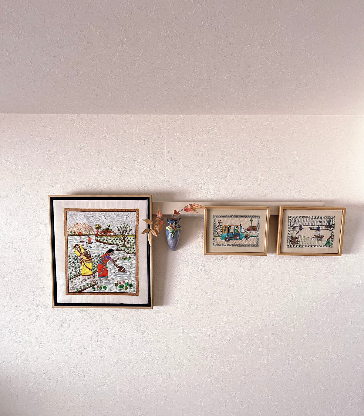 「 Women 」Hand embroidered textile wooden frame