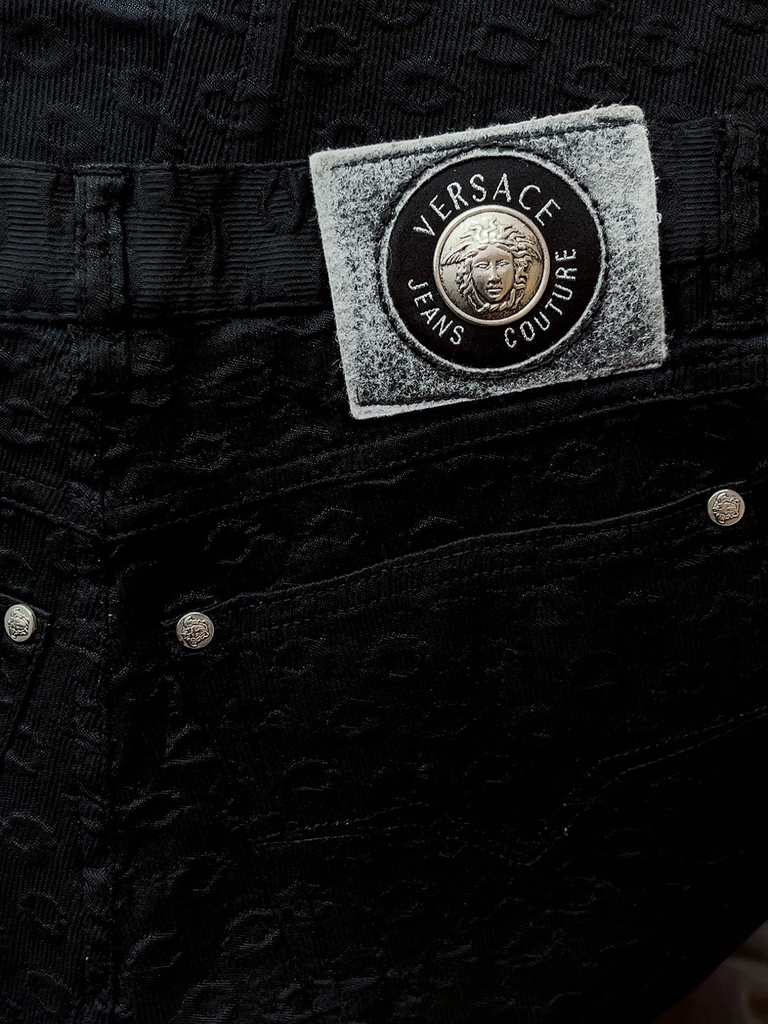 VERSACE - jeans couture vintage high waist black pants
