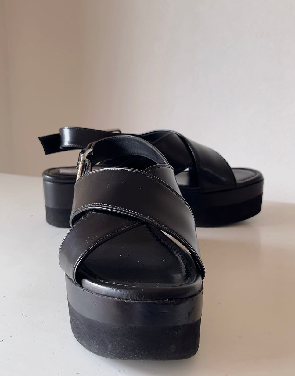 Max Mara black leather sandals
