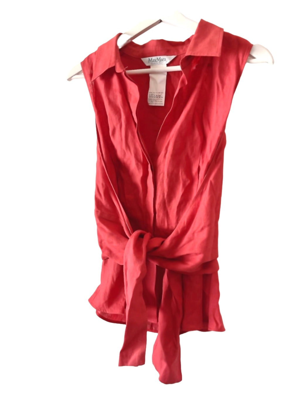 Max Mara vintage red linen sleeve less shirts tank top