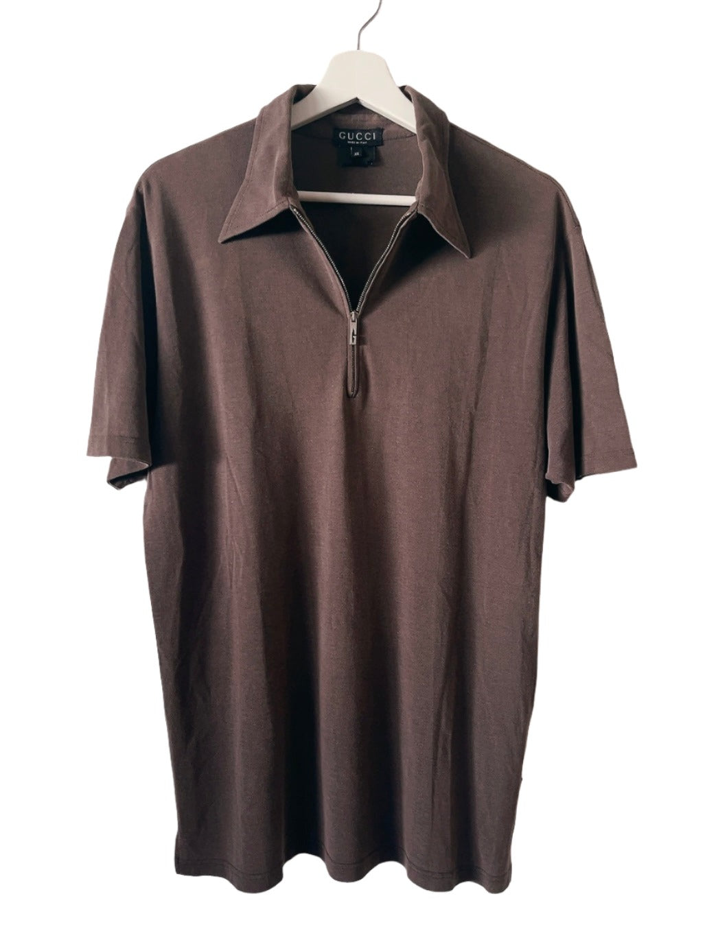 old GUCCI dark brown zip-up polo shirt