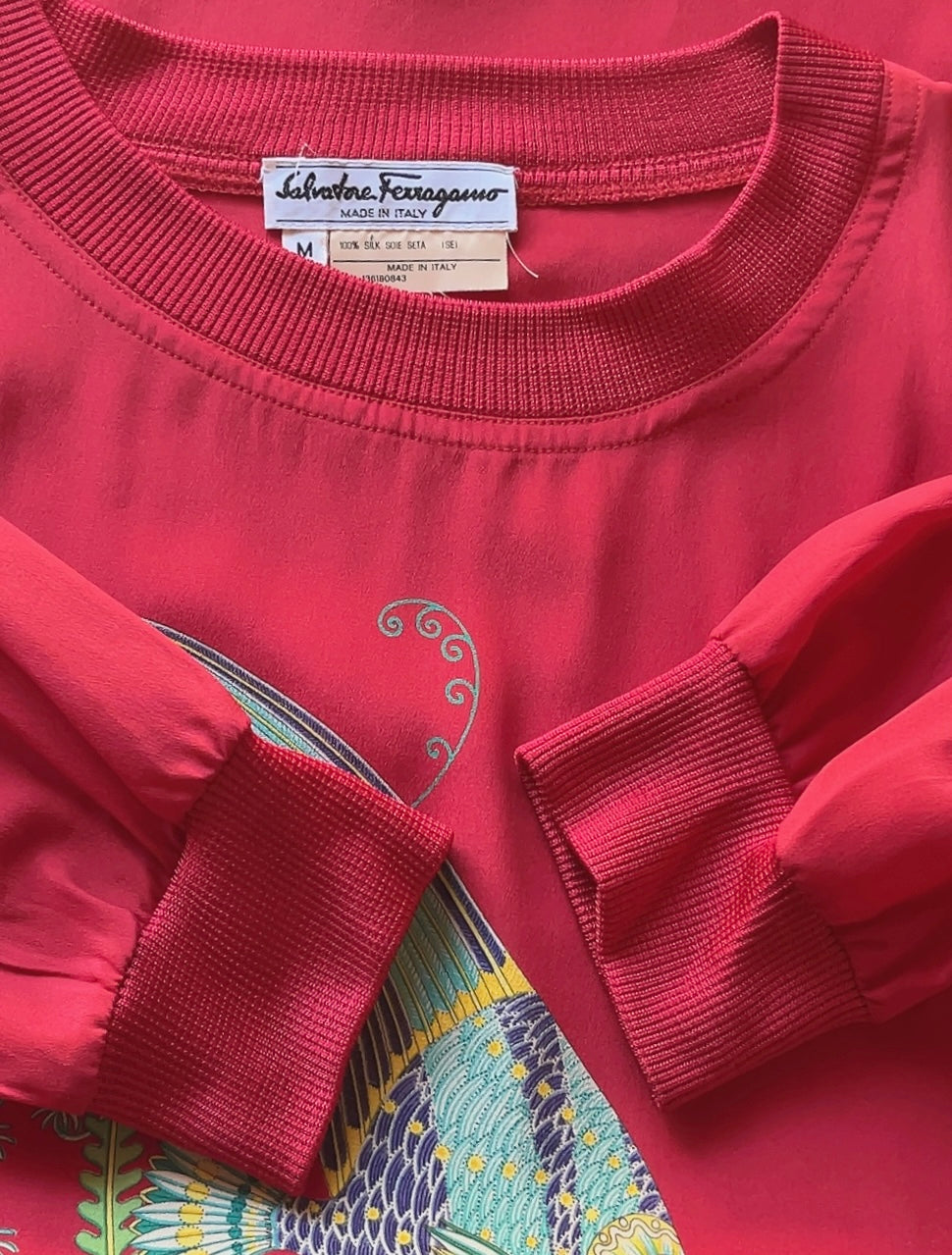Salvatore Ferragamo fish motif silk top