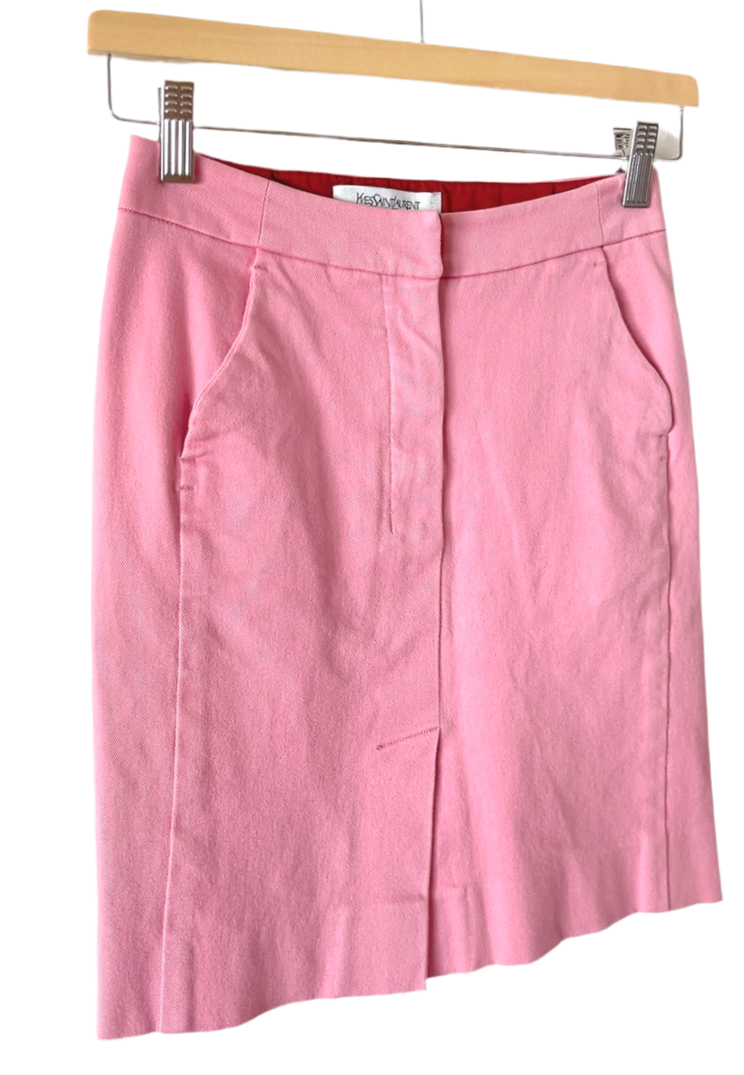 Yves Saint Laurent - rive gauche pink denim mini skirt