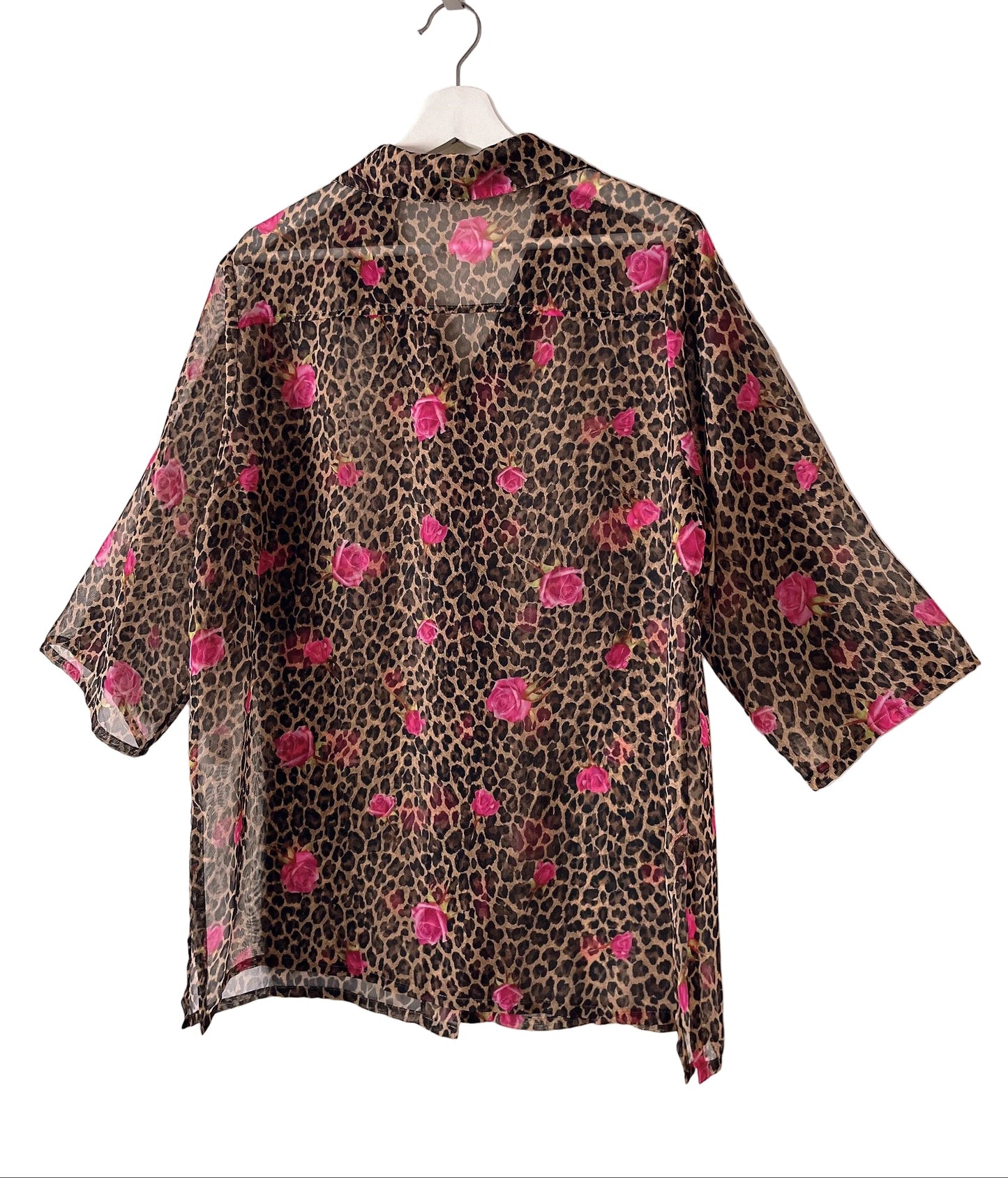 Italy made leopard × rose shirt