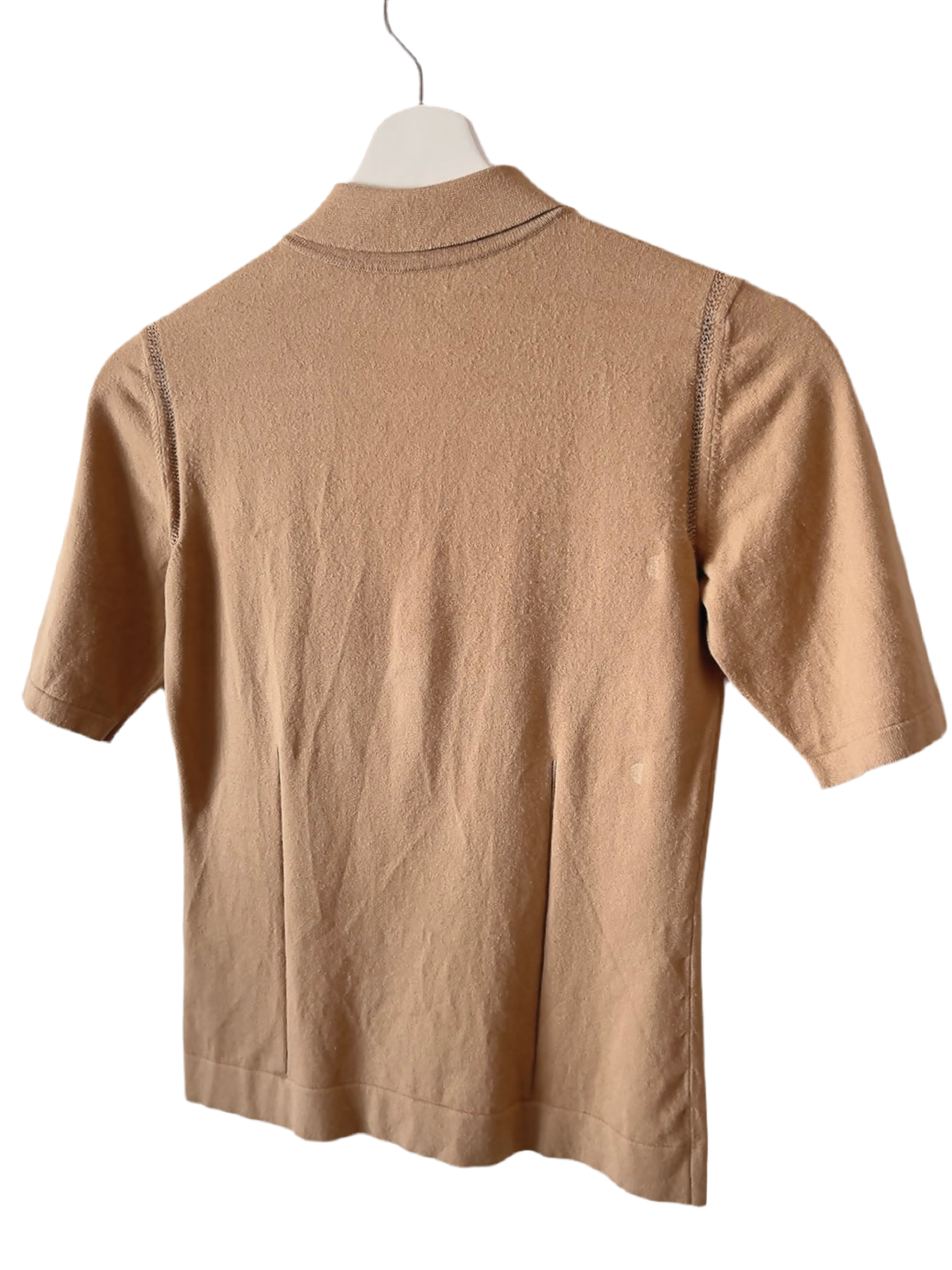 Max Mara light brown knit polo shirt