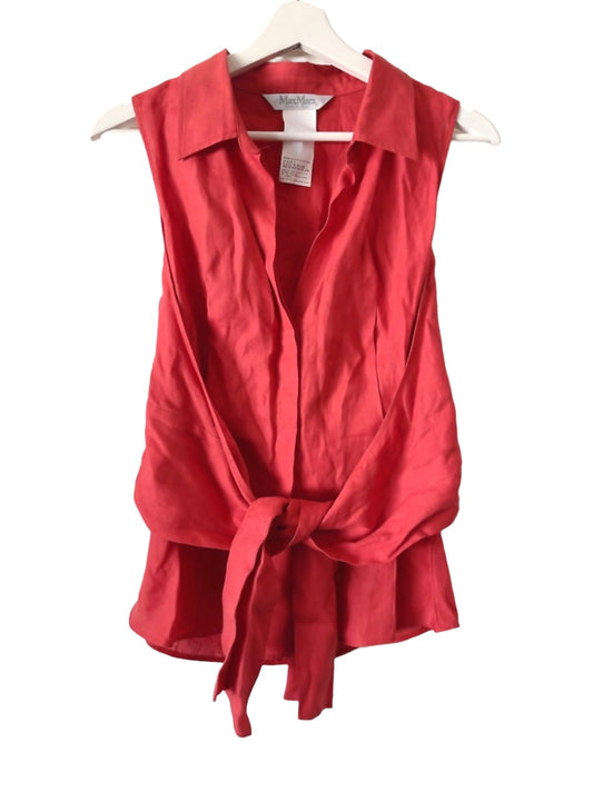 Max Mara vintage red linen sleeve less shirts tank top