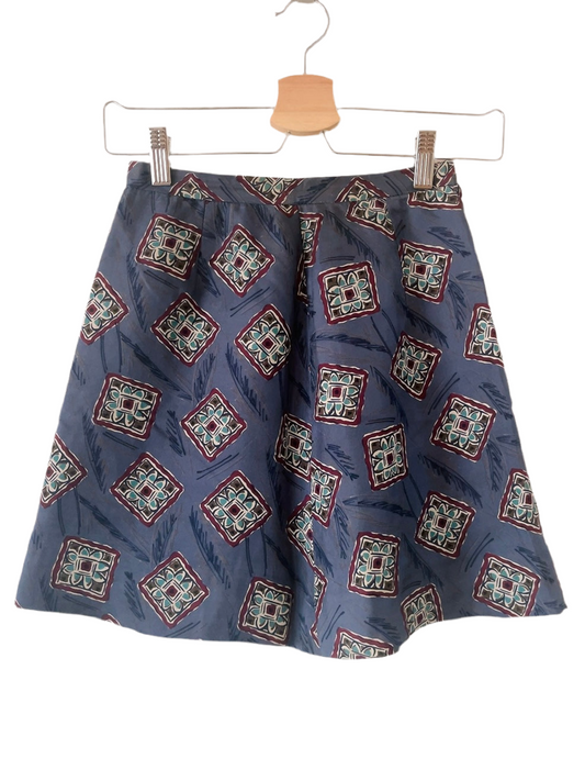 90s vintage silk pattern mini skirt