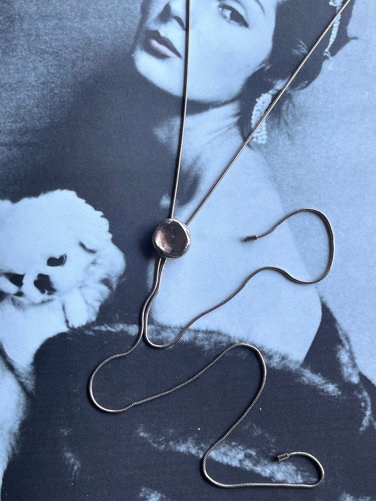 dots silver tie necklace