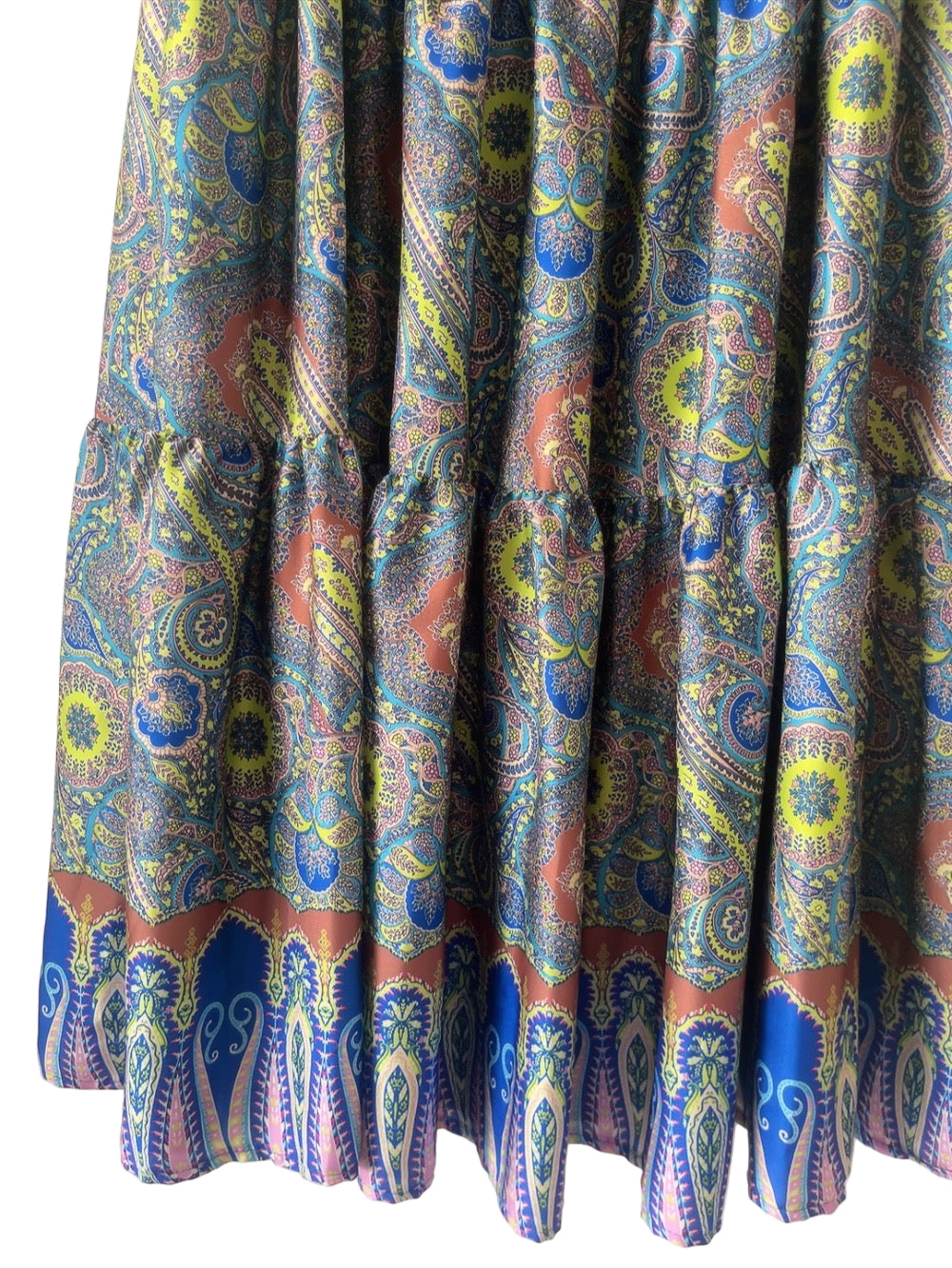 Italy made paisley long flare skirt