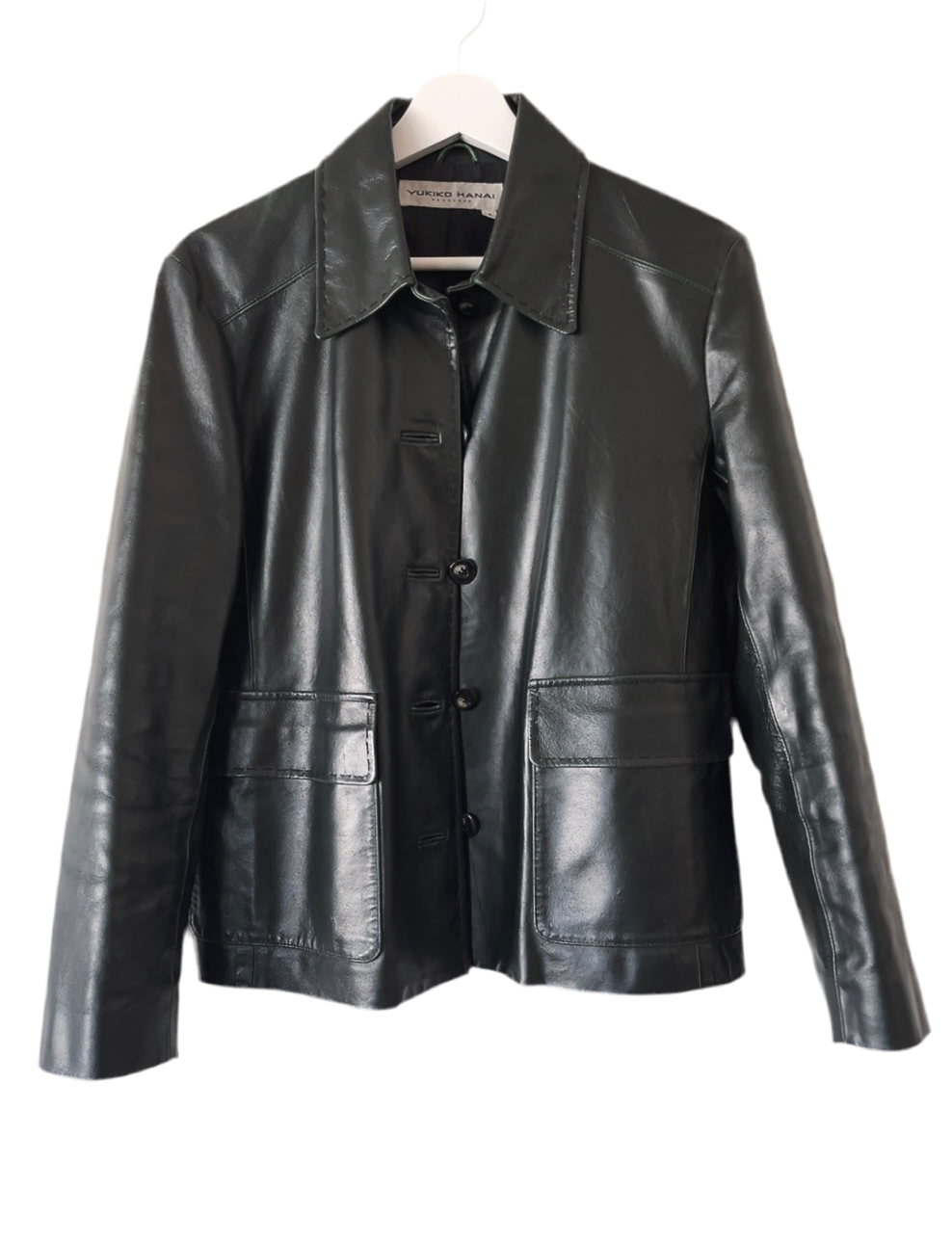 YOKIKO HANAI dark green leather jacket – 𝐀ᶠʳزⁿˢ 𝐕زⁿᵗᵃᵍᵉ