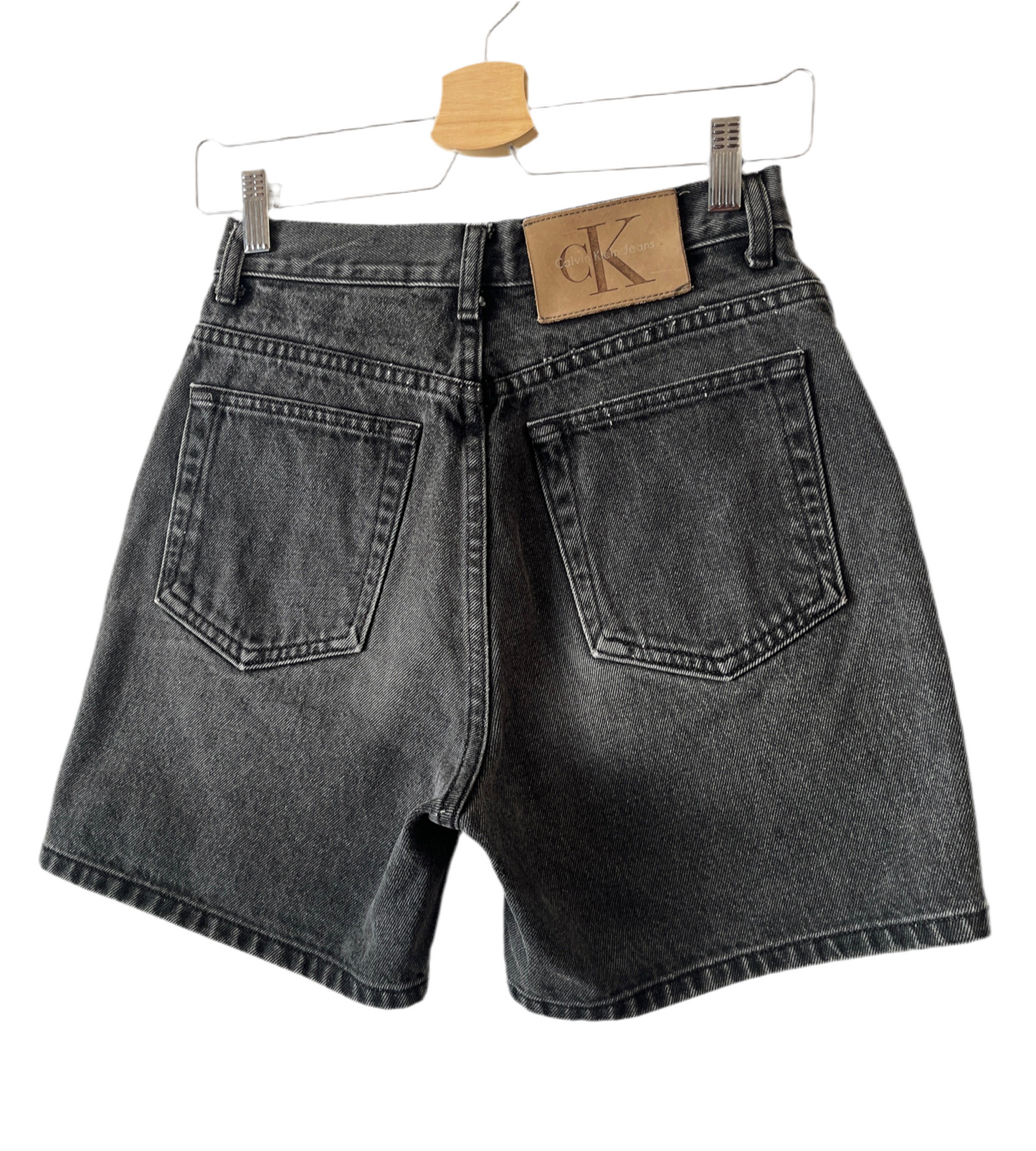 CK black denim shorts