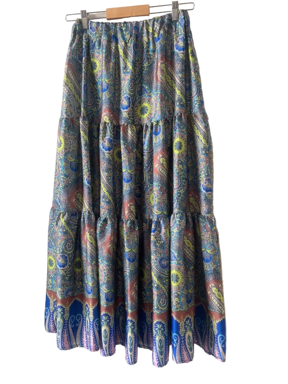 Italy made paisley long flare skirt