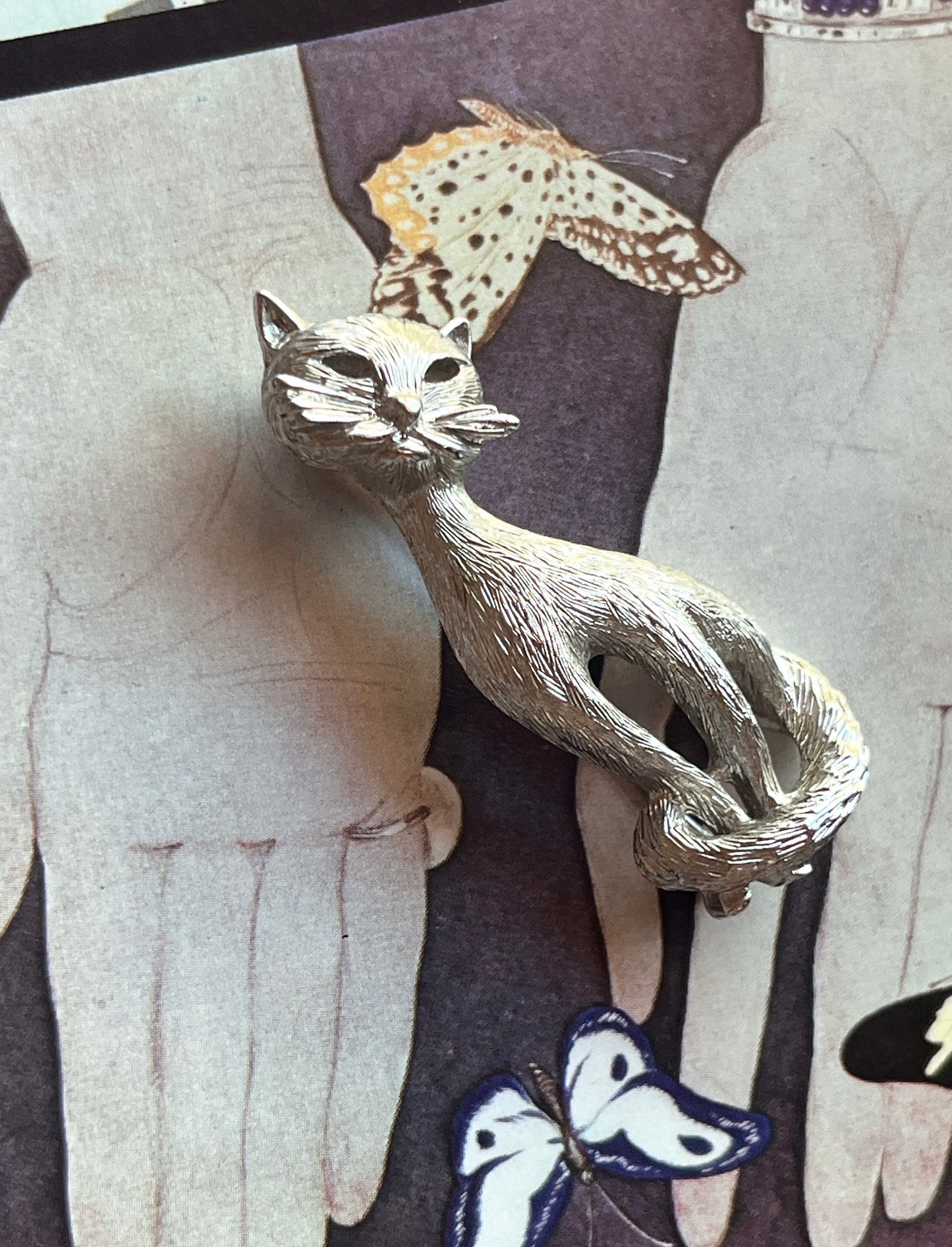 MONET vintage cat brooch