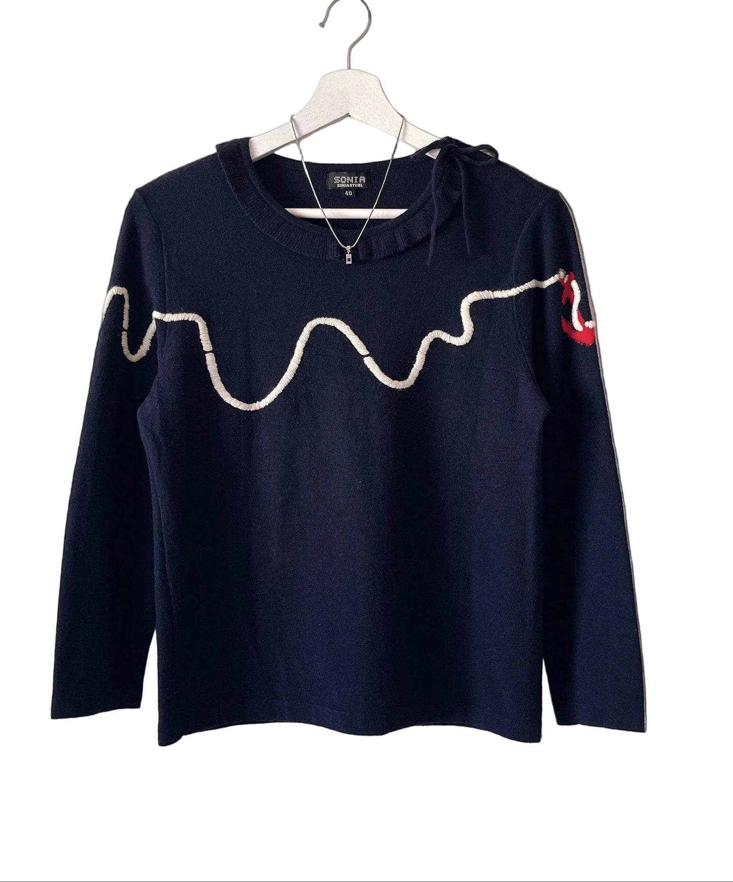 Sonia Rykiel embroidery navy sweater