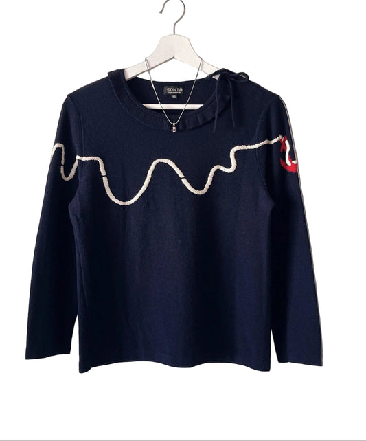 Sonia Rykiel embroidery navy sweater
