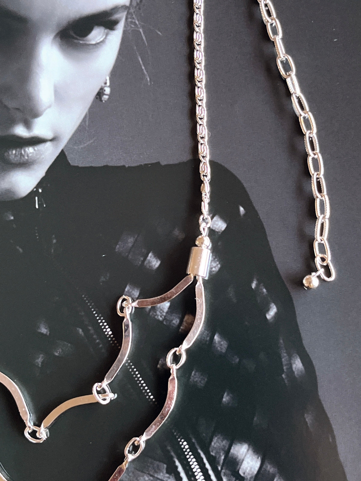 vintage silver tone layered necklace