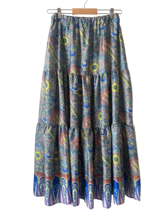 Italy made paisley long flare skirt