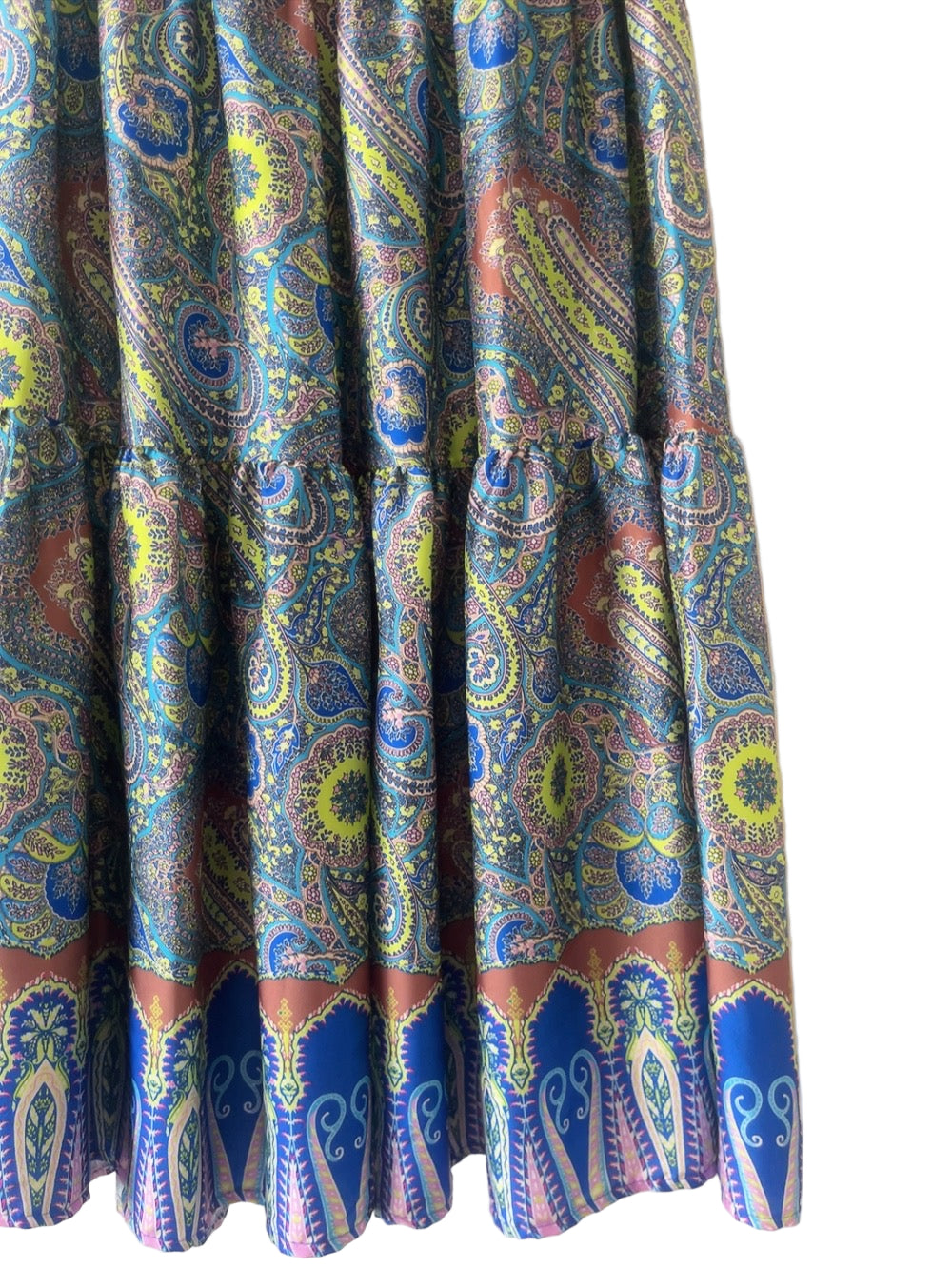 Italy made paisley long flare skirt