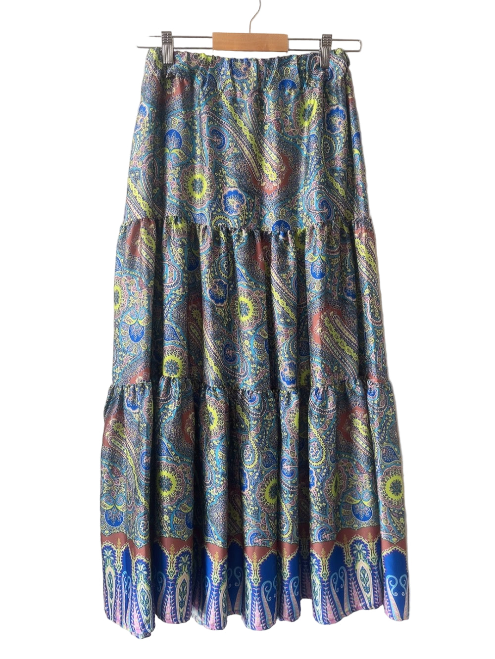 Italy made paisley long flare skirt