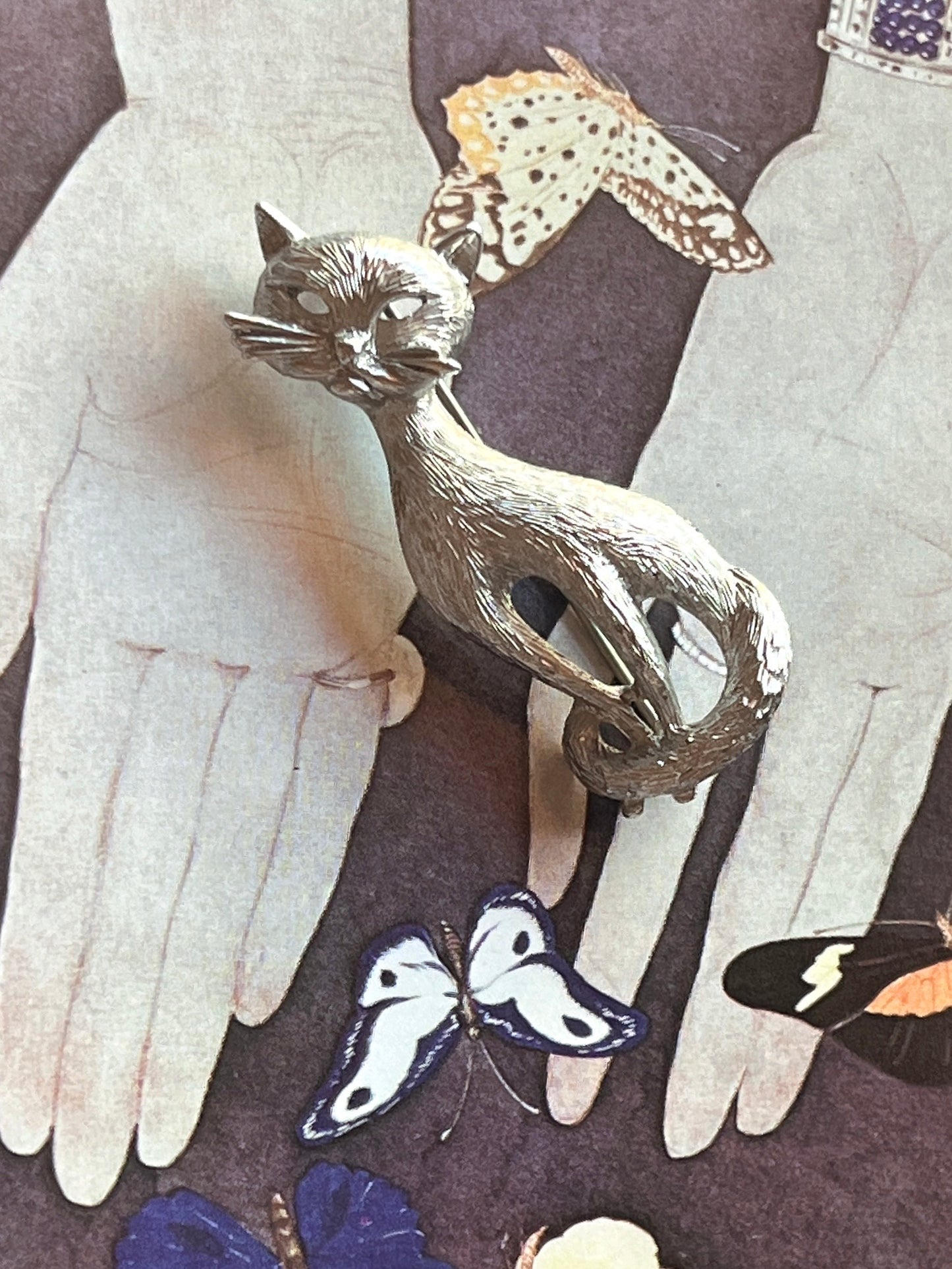 MONET vintage cat brooch