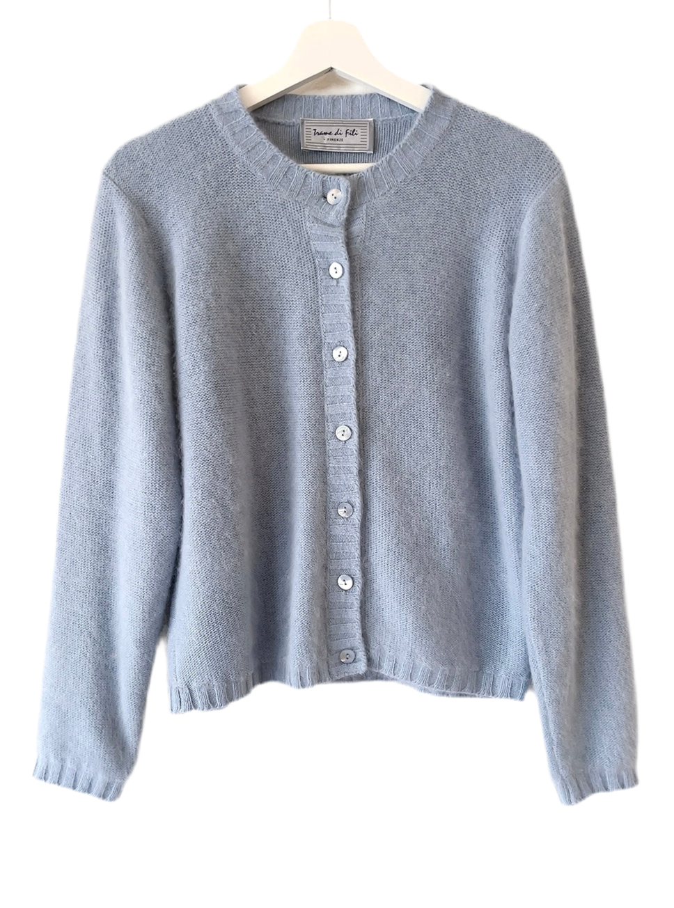 Italy made sky blue Angora mix cardigan