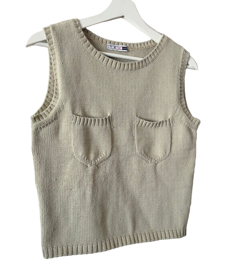 vintage gray knit vest tank top