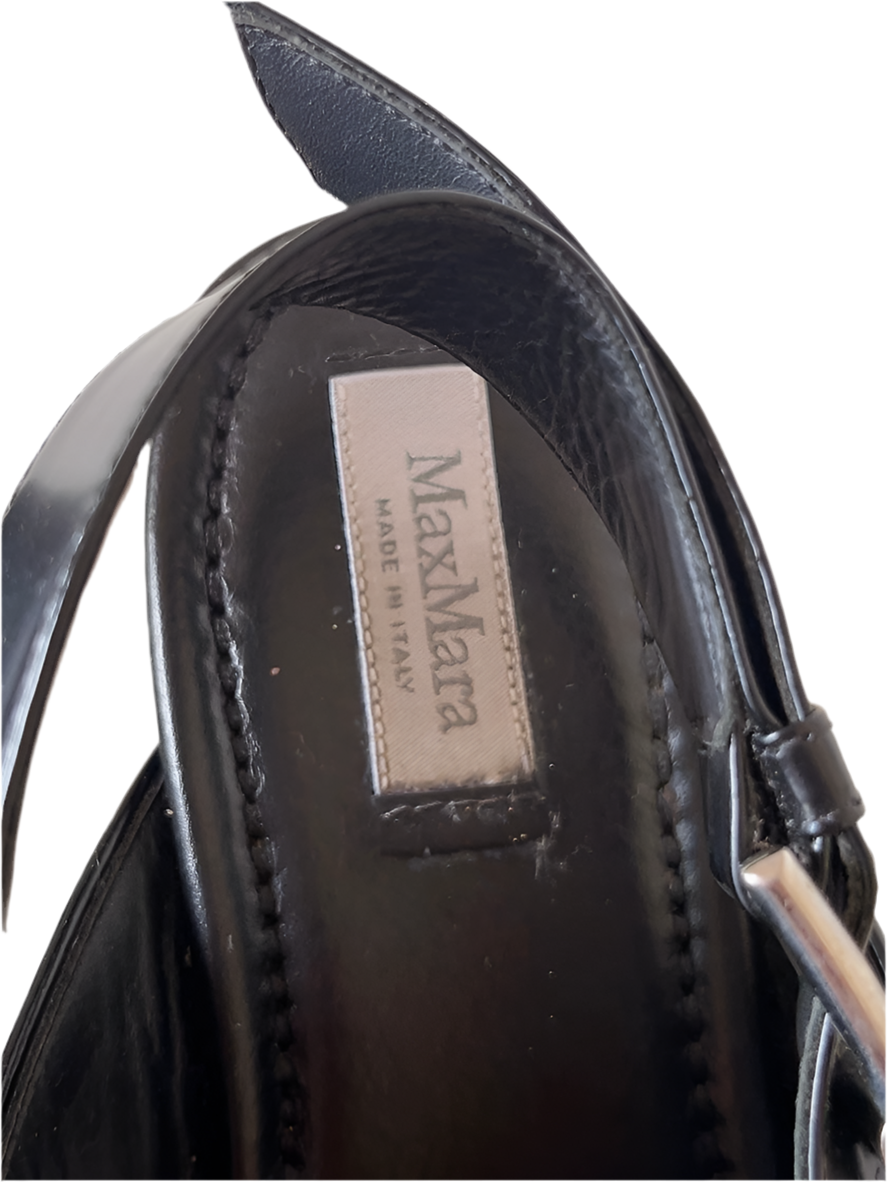 Max Mara black leather sandals