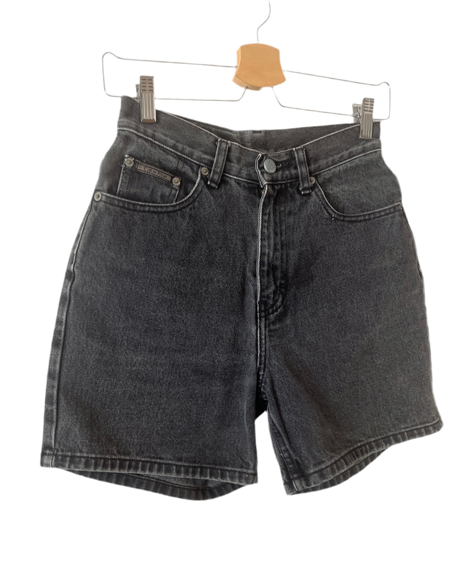 CK black denim shorts